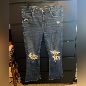 American Eagle Blue Hi-Rise Skinny Kick Crop Jeans